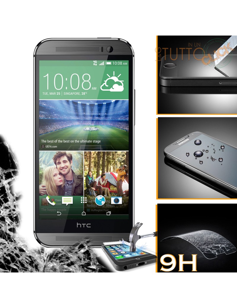 Pellicola vetro temperato proteggi schermo 9H per HTC One M8 mini 2