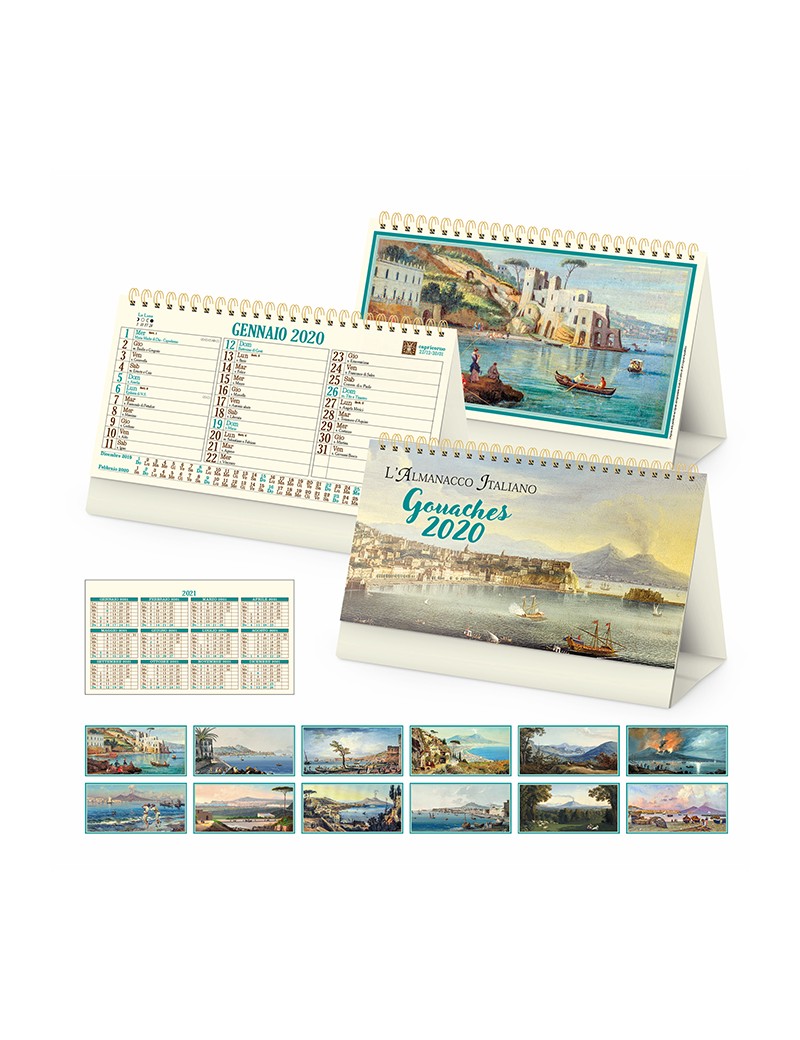 Calendari personalizzati 2020 aziendali tavolo scrivania gouaches paesaggi PA066