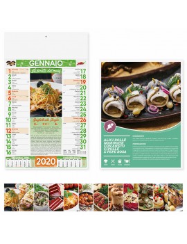 Calendari pubblicitari 2020 promo illustrato parete muro gastronomia food PA132