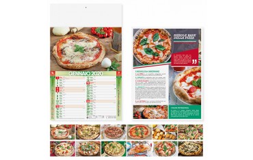 Calendari personalizzati 2020 promo illustrato da parete muro pizza food PA136