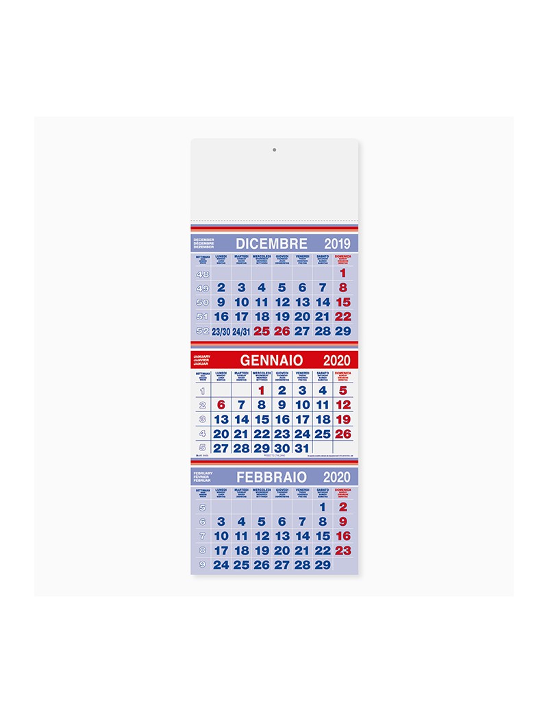 Calendari personalizzati 2020 olandese trittico parete muro TRIS promo PA505BL
