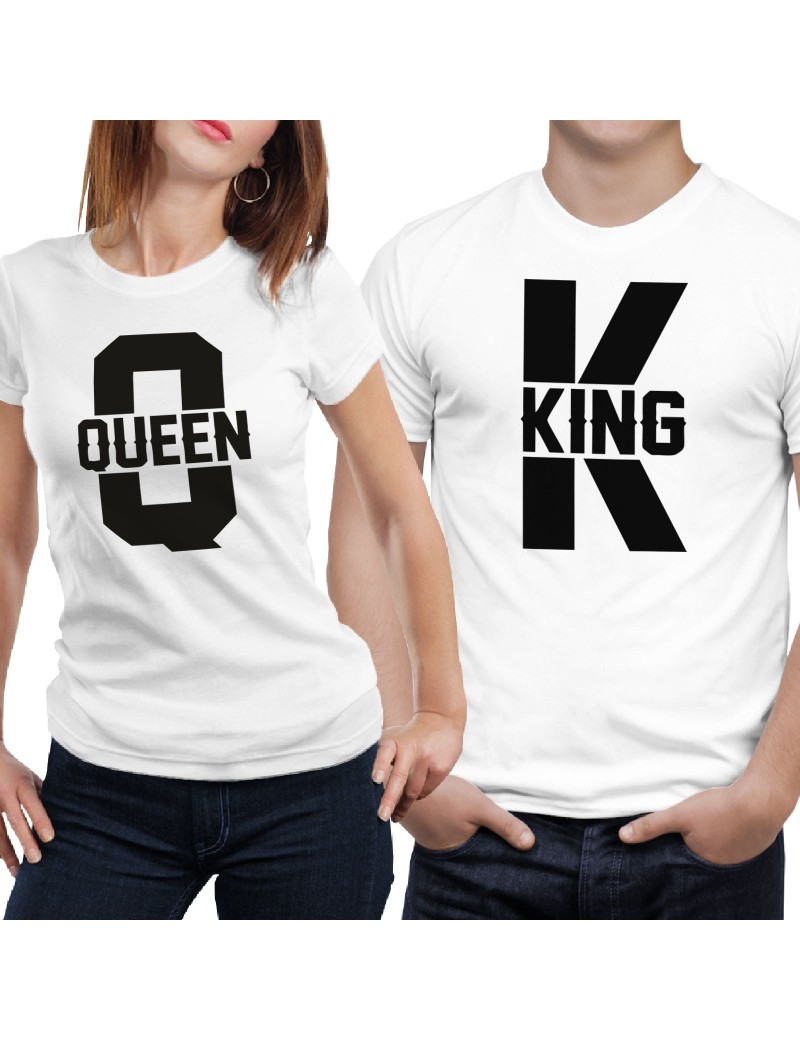 Coppia di magliette t shirt KING QUEEN idea regalo san valentino fidanzati GR374