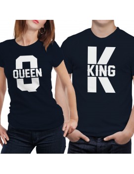 Coppia di magliette t shirt KING QUEEN idea regalo san valentino fidanzati GR374