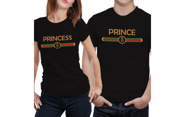 Coppia di magliette t shirt PRINCESS PRINCE idea regalo san valentino GR376