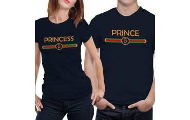 Coppia di magliette t shirt PRINCESS PRINCE idea regalo san valentino GR376