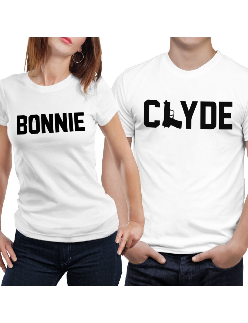 Coppia di magliette t shirt BONNIE CLYDE idea regalo san valentino amore GR378