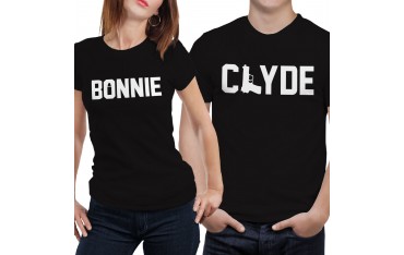 Coppia di magliette t shirt BONNIE CLYDE idea regalo san valentino amore GR378
