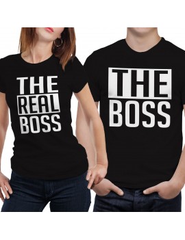 Coppia di magliette t shirt THE REAL BOSS idea regalo san valentino amore GR379