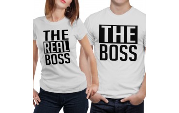 Coppia di magliette t shirt THE REAL BOSS idea regalo san valentino amore GR379