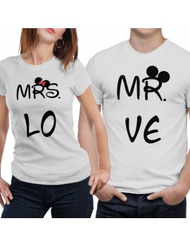 Coppia di magliette t shirt MRS MR idea regalo valentino minnie topolino GR380