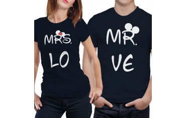 Coppia di magliette t shirt MRS MR idea regalo valentino minnie topolino GR380