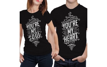 Coppia di magliette t shirt YOU'RE MY SOUL HEART idea regalo valentino GR381
