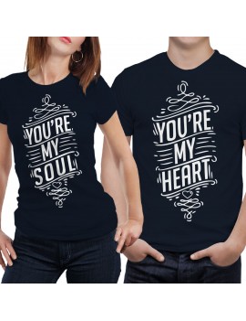 Coppia di magliette t shirt YOU'RE MY SOUL HEART idea regalo valentino GR381