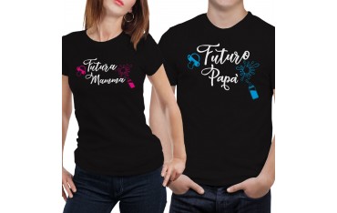 Coppia di magliette t shirt FUTURA MAMMA FUTURO PAPA idea regalo nascita GR384