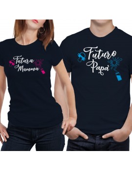 Coppia di magliette t shirt FUTURA MAMMA FUTURO PAPA idea regalo nascita GR384