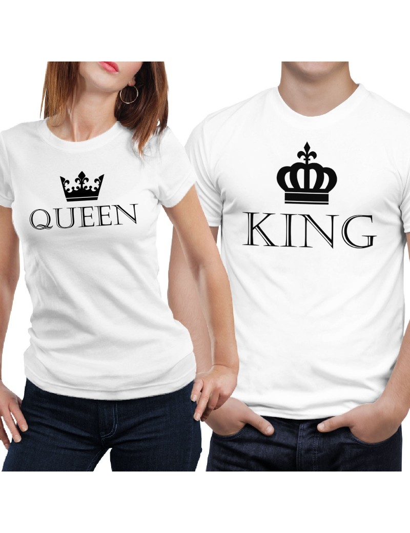 Coppia di magliette t shirt QUEEN KING idea regalo san valentino re regina GR386