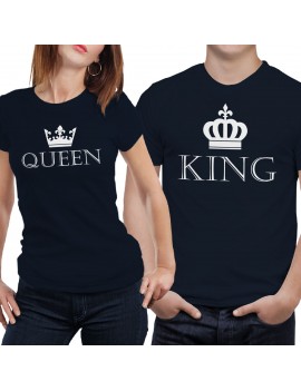 Coppia di magliette t shirt QUEEN KING idea regalo san valentino re regina GR386