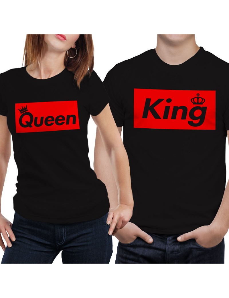 Coppia di magliette t shirt KING QUEEN BRAND idea regalo san valentino GR390