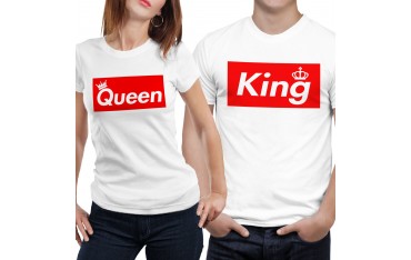 Coppia di magliette t shirt KING QUEEN BRAND idea regalo san valentino GR390
