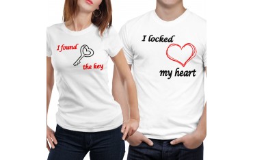Coppia di magliette t shirt CHIAVE CUORE APRE idea regalo san valentino GR394