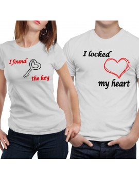Coppia di magliette t shirt CHIAVE CUORE APRE idea regalo san valentino GR394