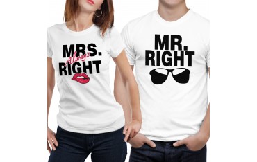 Coppia di magliette t shirt MRS MR OCCHIALI BAFFI regalo san valentino GR395