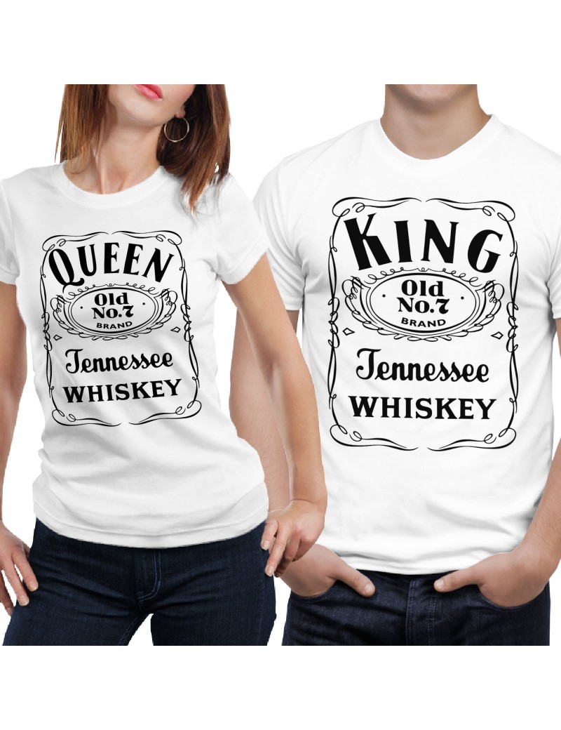 Coppia di magliette t shirt KING QUEEN JACK BRAND regalo san valentino GR401