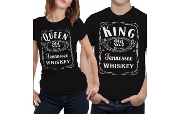 Coppia di magliette t shirt KING QUEEN JACK BRAND regalo san valentino GR401