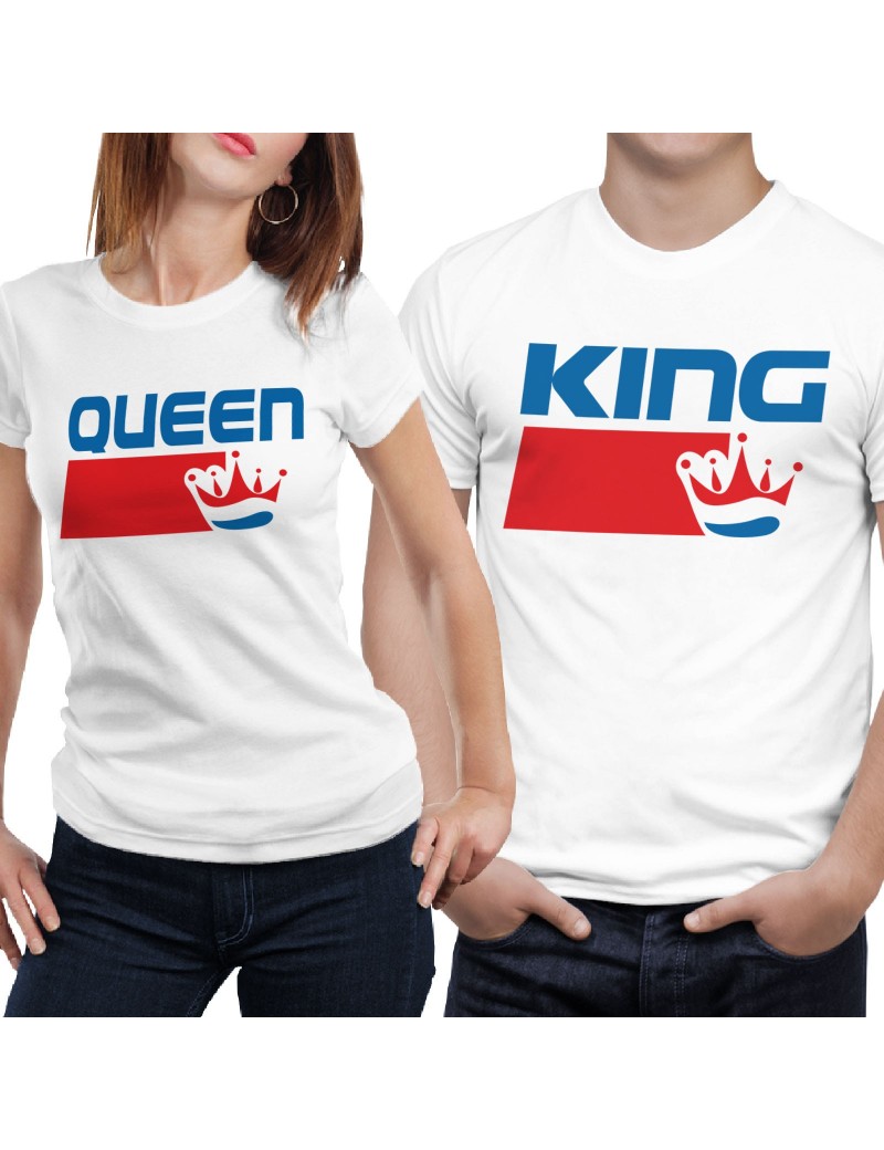 Coppia di magliette t shirt KING QUEEN COLA BRAND regalo san valentino GR402