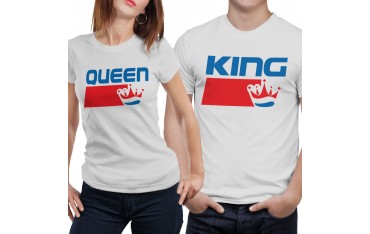 Coppia di magliette t shirt KING QUEEN COLA BRAND regalo san valentino GR402