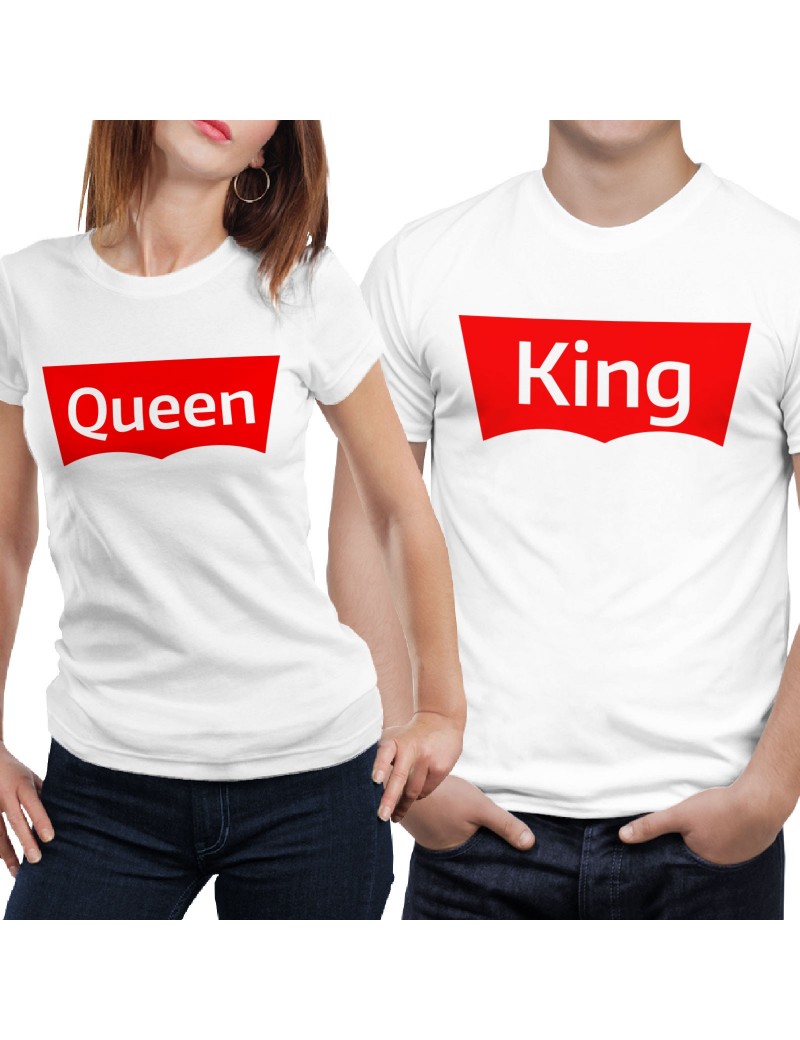 Coppia di magliette t shirt KING QUEEN BRAND idea regalo san valentino GR403
