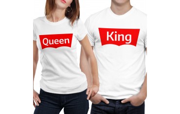 Coppia di magliette t shirt KING QUEEN BRAND idea regalo san valentino GR403